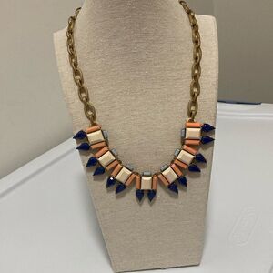 J. Crew Signed Bib Necklace on Oversized Antiqued Goldtone chain.